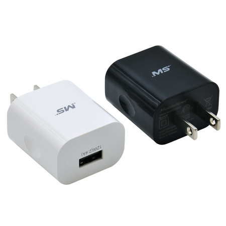 MOBILESPEC AC Single 2.4A (12W) USB Chargers PDQ Black & White MBS01198Q